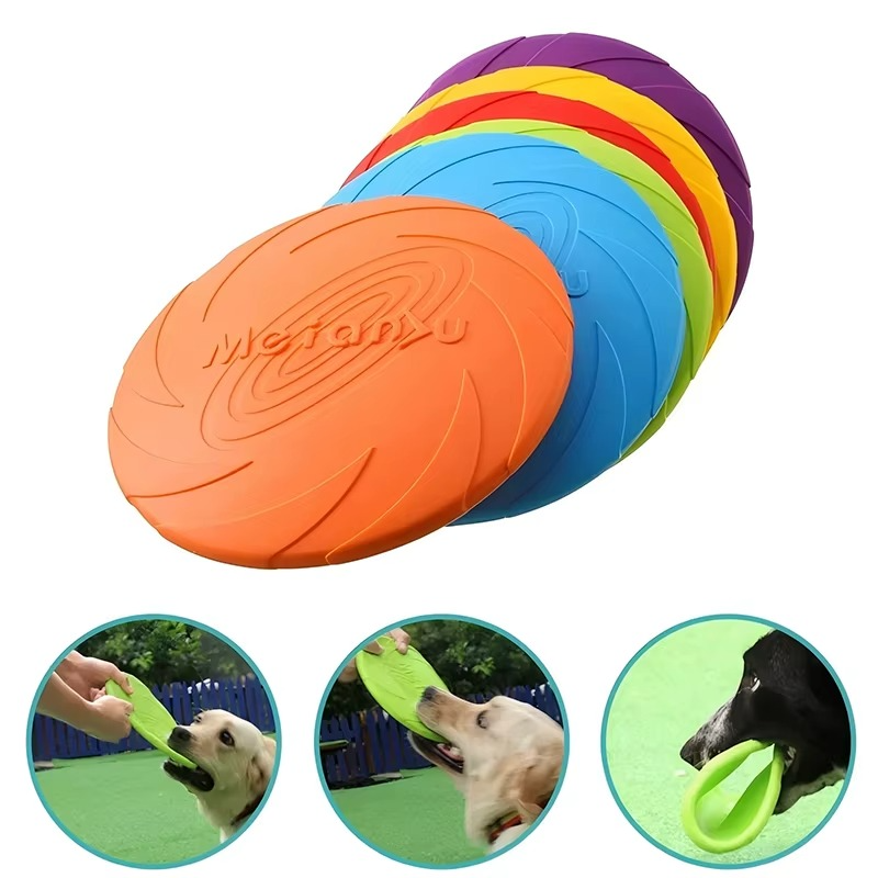 Silicone Dog Frisbee - Soft Flying Disc Chew Toy